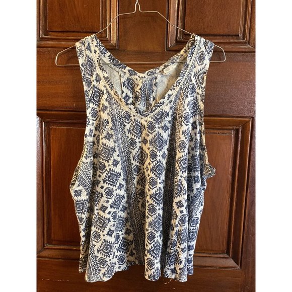 Lucky Brand Aztec Blue/White Swing Tank Sz M Boho - Picture 1 of 7